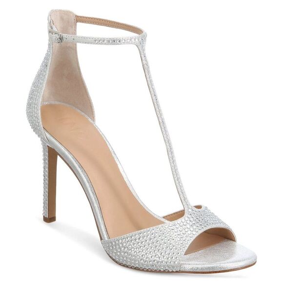 Inc Womens Silver Embellished Adjustable Firah Round Toe Stiletto Buckle Dress H - Picture 1 of 8